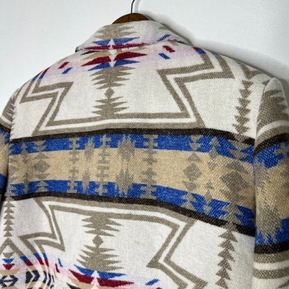 Pendleton Lookalike - Italian Wool Blend Aztec Western Print Jacket Coat Womens - Picture 9 of 13